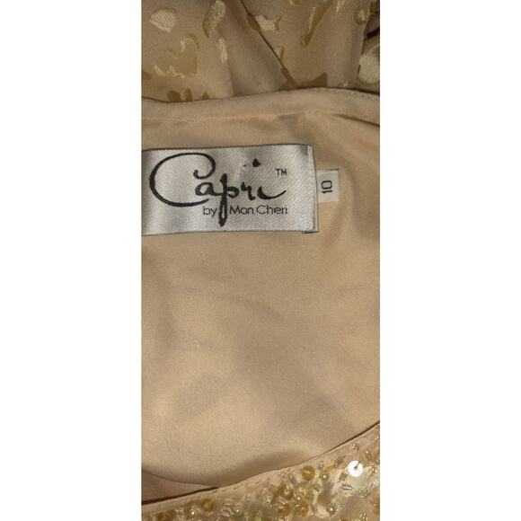 Capri Mon Cheri Silk Dress Sz 10 Ivory Tiered Burnout Wedding Old Money Luxury - Picture 9 of 16